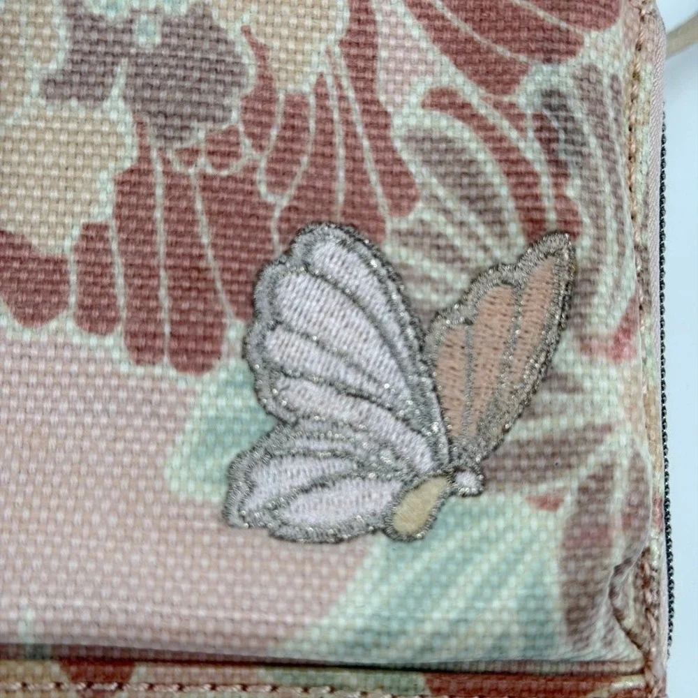 Sakroots Cellphone Crossbody Petal Pink Flower Blossom Butterfly Canvas Boho